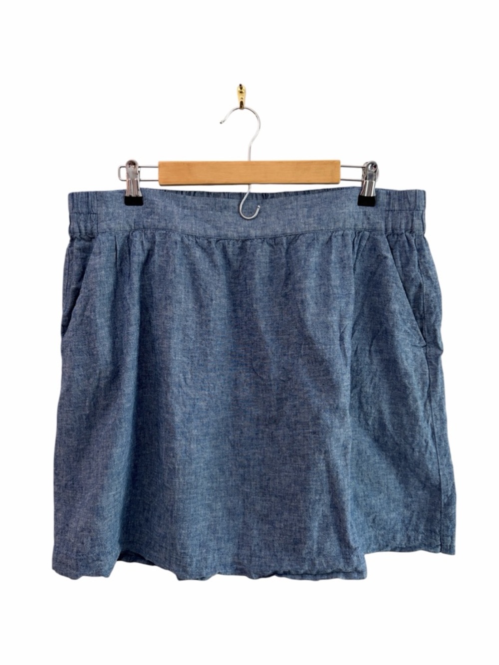 LOFT 55% Linen Chambray Women’s Mini Skirt Size Large Minimalist Coastal Cotton